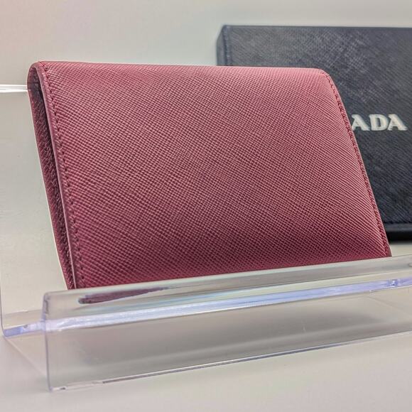 Authentic Prada Full Inclusion Saffiano Compact Wallet – Pink & Gold - Picture 3 of 9